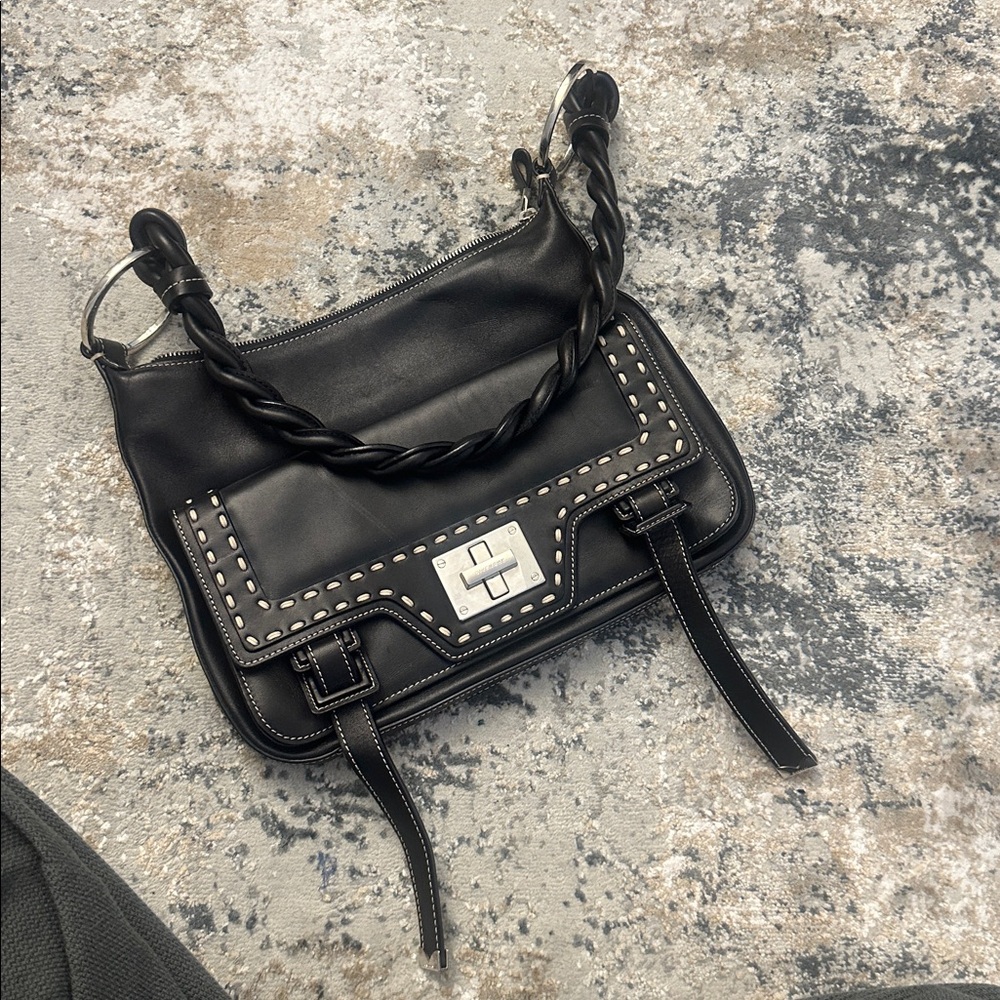 Givenchy LEATHER Rebel Soft Hobo black braided bag satchel